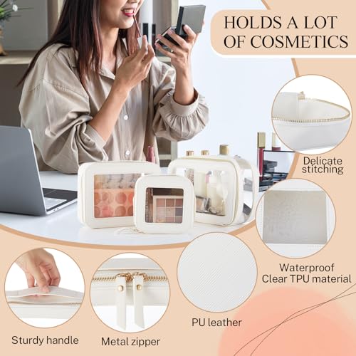 4-Piece Clear Makeup Bag Set - Waterproof Travel Cosmetic & Toiletry Case