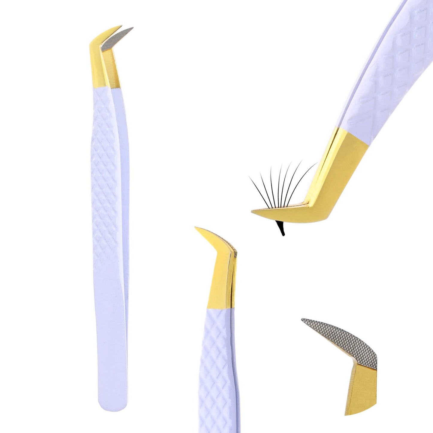 Fiber Tip Lash Tweezer for Eyelash Extensions — 12cm Volume Lash Tweezer for Volume Fan Application | Lightweight Stainless Steel, White Finish | Cross Edge Corporation Lash Artist Tool