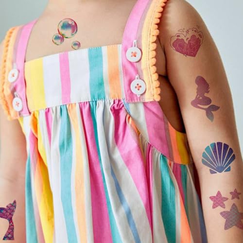 CHARLENT Glitter Mermaid Temporary Tattoos for Kids - 74 Sheets Party Decor