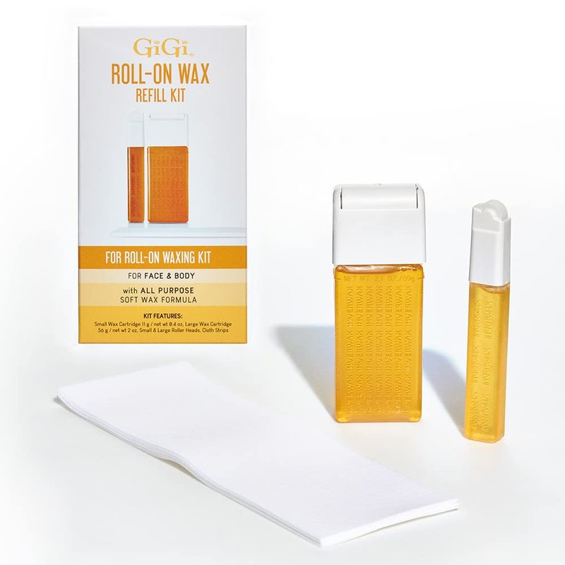 GiGi Roll On Wax Kit Refills – All-Purpose Soft Wax Roller Kit for Face & Body Hair Removal, 0.8 oz, 3 Pack