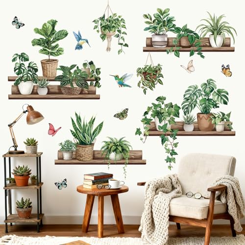 Wondever 3D Potted Plants Wall Decals - Peel & Stick Removable Art