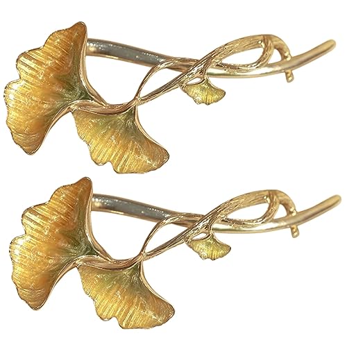 Ginkgo Leaf Hair Clips - 2 Pack Elegant Alloy Hair Barrettes
