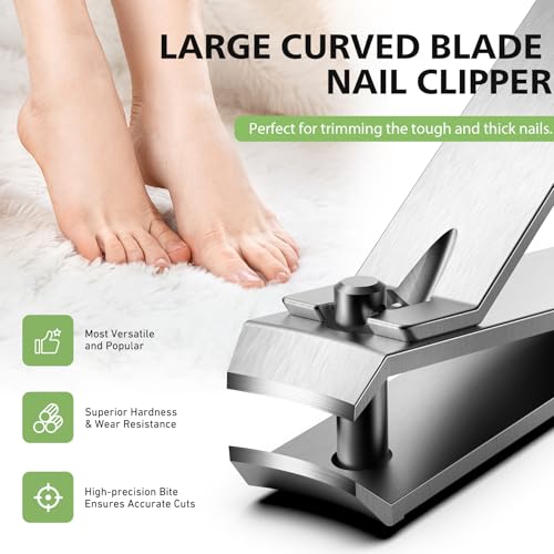 Baluca Curved Toenail Clipper for Thick Nails - Heavy Duty Stainless Steel