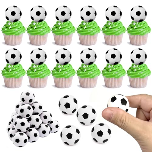 28pcs Mini Soccer Ball Cake Toppers for Birthday Parties