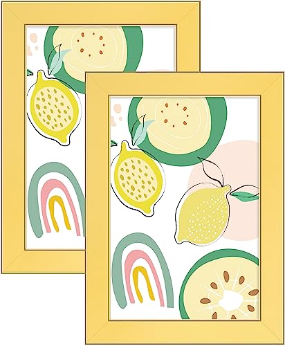 VIOLABBEY Yellow 4x6 Picture Frame Set of 2 - Modern Design