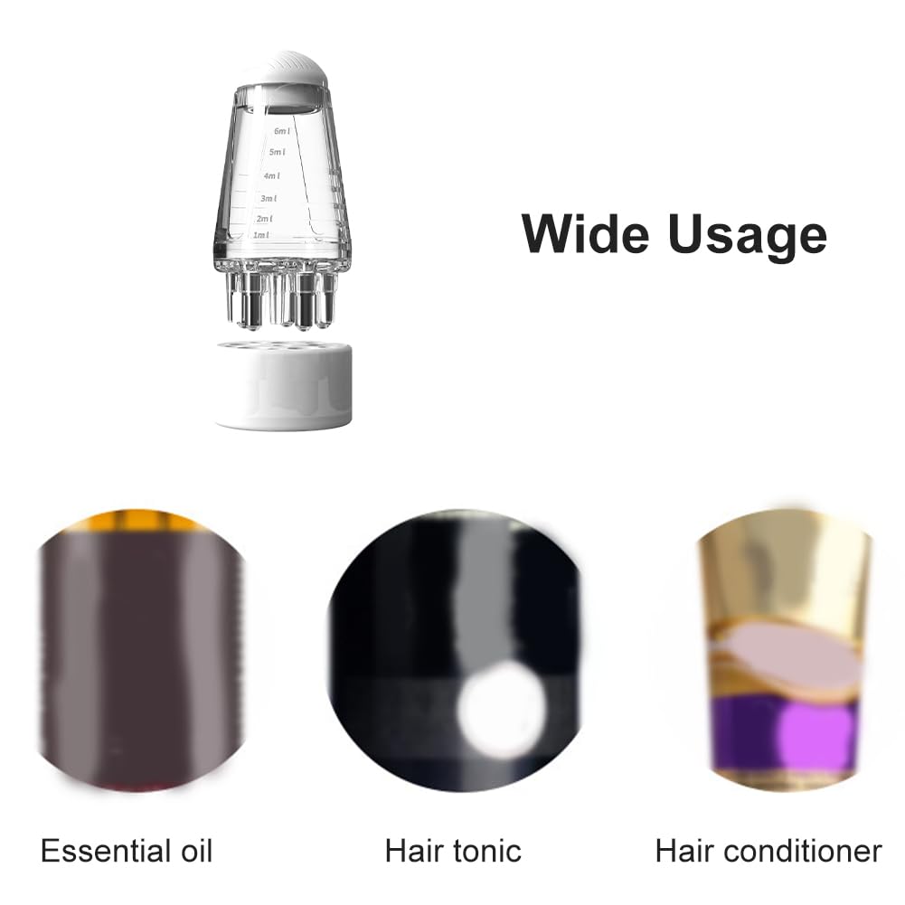 Melunira Hair Applicator Bottle with Ball Root Comb & Scale, 6ml Scalp Massager for Oils & Serums, Travel-Friendly Precision Tool for Hair Growth and Even Distribution(Clear)