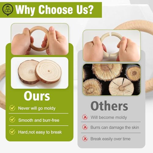 10pcs Natural Beech Wood Rings for DIY Crafts - 4 Inch