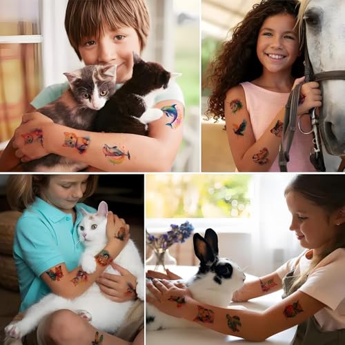60 PCS Watercolor Animal Temporary Tattoos for Kids' Parties
