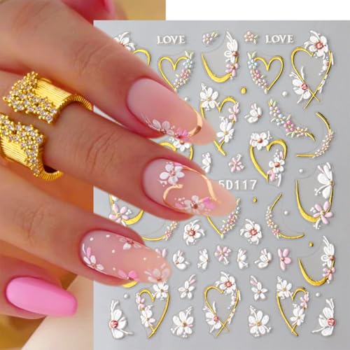 Self-Adhesive 3D Flower Nail Stickers - Floral Nail Art Decals for DIY Manicure