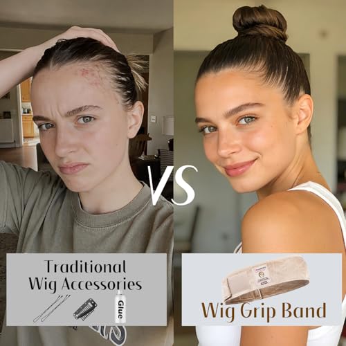 Dreamlover Anti-Slip Wig Grip Band, Soft Adjustable Wig Grip, Hairline Protection for Wigs, Headscarf, Hats, Easy to wear for Daily & Outdoor Casual Use, Nude, 2 PCS