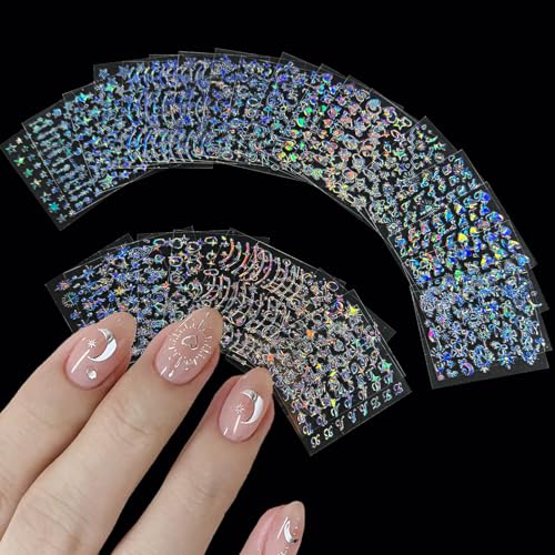 WUHCIM Style-14 Aurora Holographic Nail Stickers Set 30 Sheets Bohemian Designs