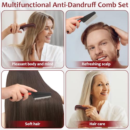 Dandruff Removal Comb Set - Scalp Detox Brush & Stainless Steel Comb
