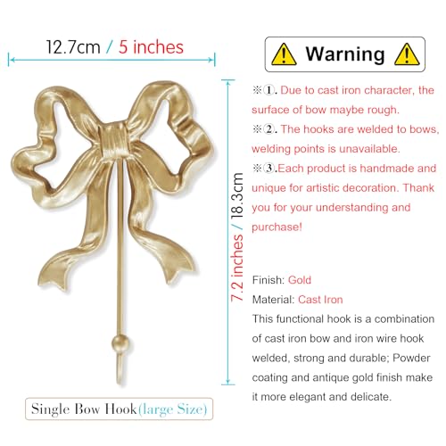 Elegant Gold Cast Iron Wall Hook for Coats & Towels - 5x7.3 inches
