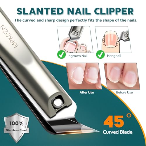 MPKDZNE 5-in-1 Nail Clipper Set with Leather Case - Manicure & Pedicure Tools