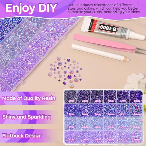 26000PCS Purple Resin Rhinestones Bedazzling Kit for Crafting