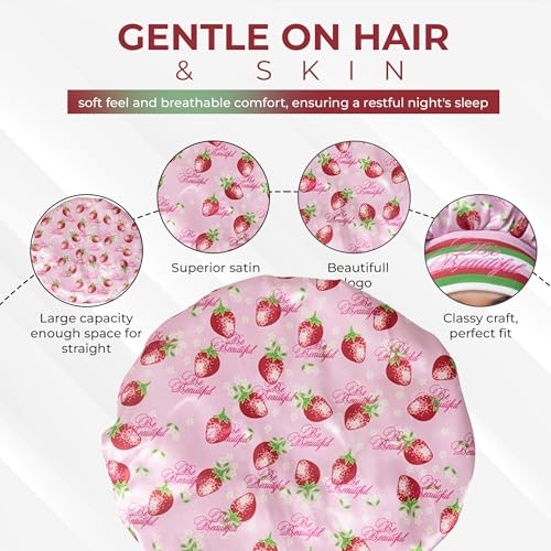 Pink Premium Silk Satin Sleeping Bonnet for Hair Protection