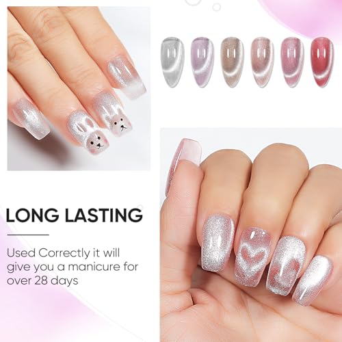 Nicedeco TZ657 6PCS 5ml Transparent Pink Magnetic Cat Eye Gel Polish