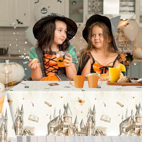 3PCS Magical Wizard School Tablecloth - Disposable Plastic Covers for Parties