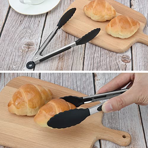 Premium Stainless Steel Kitchen Tongs - Heat Resistant, 7-Inch, 4-Pack