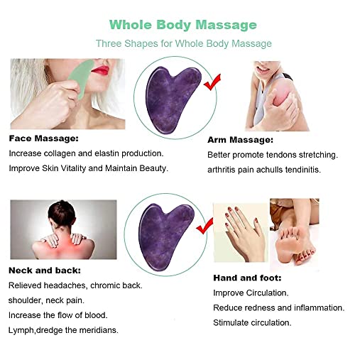 Ditind Purple Gua Sha Facial Tool - Natural Jade Massage for Skin Tightening