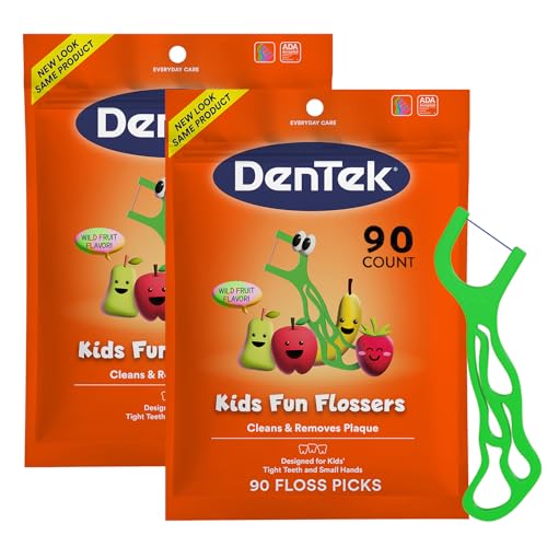 DenTek Kids Fun Flossers - Wild Fruit Flavored Floss Picks, 90 Count