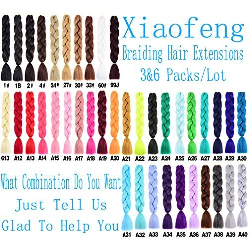 Xiaofeng 24 Inch Black-Deep Brown Synthetic Braiding Hair Extensions 6 Packs