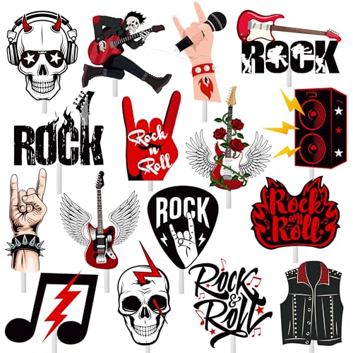 36 Rock & Roll Cupcake Toppers - Musical Theme Party Picks
