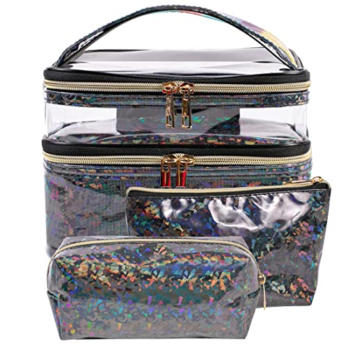 FITINI 3-Piece Makeup Bag Set, Waterproof Travel Cosmetic Organizer