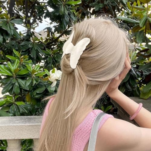2Pcs Hair Claw Clips - White & Light Purple, Secure Hold & Stylish Design