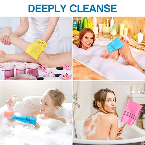 Tatuo 10 Pcs Korean Exfoliating Washcloth Mitts - Mix Color, Double Sided Body Scrubbers for Smooth Skin