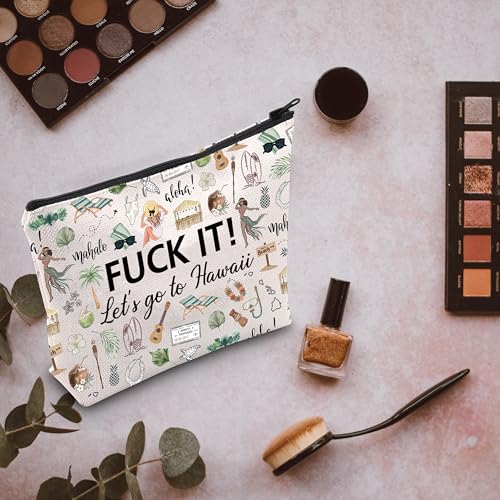 Hawaii Travel Makeup Bag - Go to Hawaii Cosmetic Pouch for Her