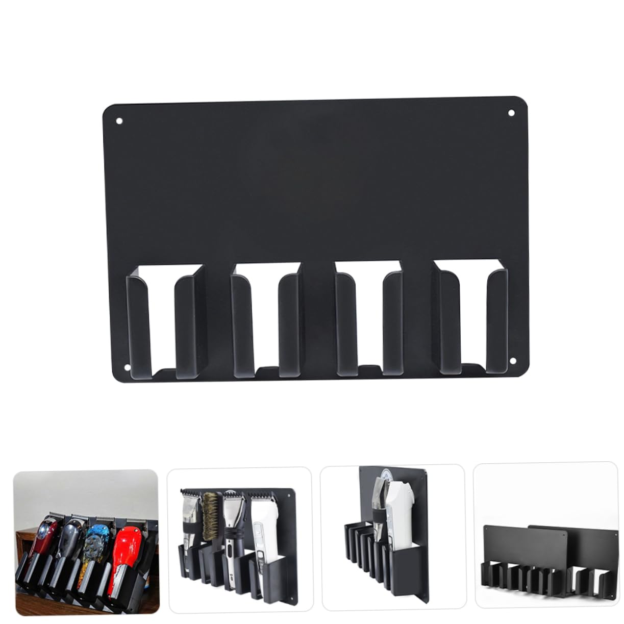 EXCEART Wall Hair Clipper Holder Wall-Mounted Organizer Rack with Multi-Slot Storage for Hair Clippers Scissors and Combs Space-Saving Salon and Home Styling Tool Bracket 11.81X7.87X1.96In
