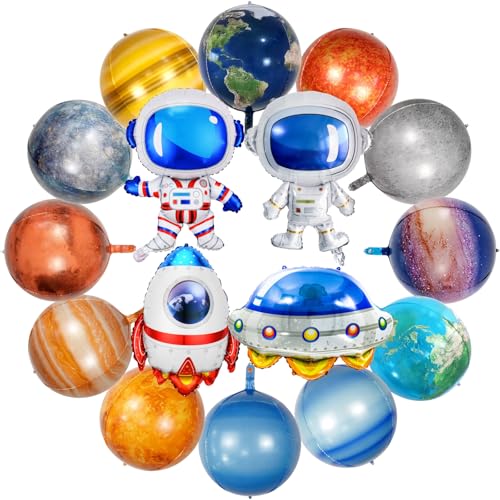 Space Balloons Set - 16 Pcs Galaxy Planet & Astronaut Balloons