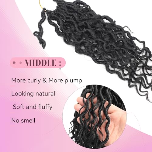 Aipin 12 Inch Goddess River Locs Crochet Hair 7 Packs - 1B Natural Black