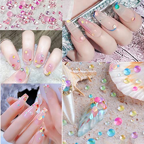 FULZTEY Crystal Mermaid Rhinestones Set 810Pcs Matte Candy Color Nail Art Gem