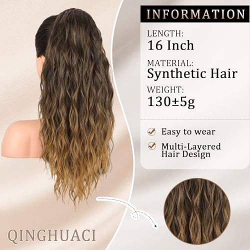 16in Curly Drawstring Ponytail Extension for Black Women - T1B/27
