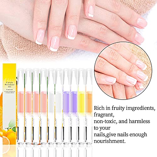 Visen 10Pcs Nail Cuticle Oil Pen Set with 15 Fruity Scents for Nail Care