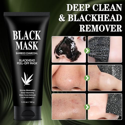 Wonshine Charcoal Blackhead Remover Mask with Brush – Deep Pore Cleansing 3.53oz