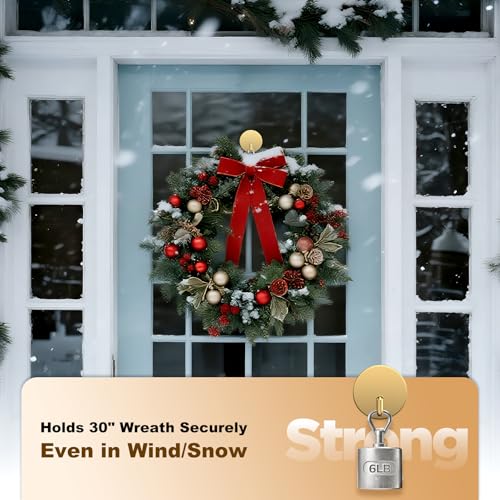 OUTXE Heavy Duty Wreath Hanger | 2-Pack Adhesive Hooks for All Seasons