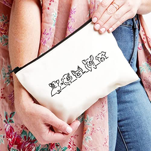 XYANFA Pigs Makeup Bag - Animal Lover Zipper Pouch for Pig Enthusiasts