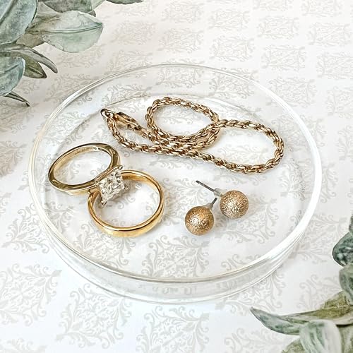 Plymor 3-Inch Round Glass Display Tray for Trinkets & Decor