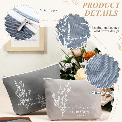 10 Pcs Bible Verse Cosmetic Bags - Inspirational Religious Canvas Pouches