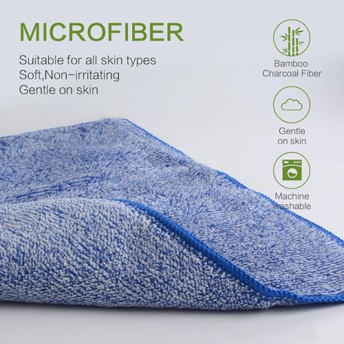 SINLAND Microfiber Face Washcloths - 12x12 Inch, 6 Pack, Highly Absorbent