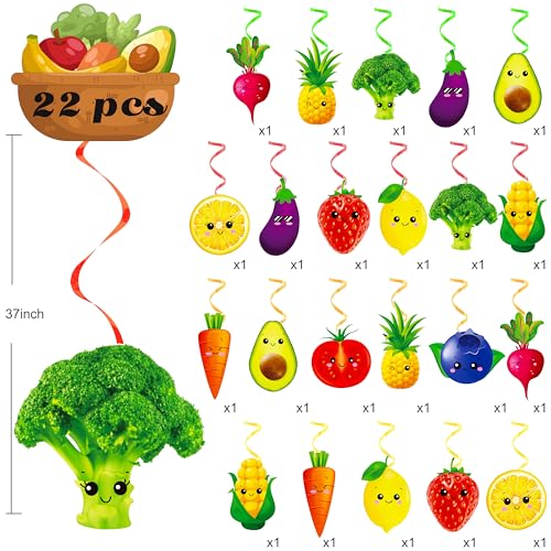 20 Pcs Fruit & Vegetable Hanging Swirls for Party Decorations