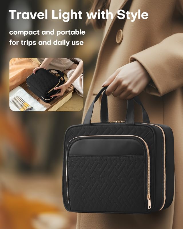 HOTOR Hanging Travel Toiletry Bag - Waterproof Makeup Organizer with Multiple Pockets