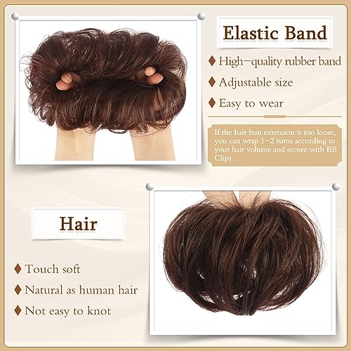 SOFEIYAN Small Elastic Messy Bun Hair Piece - Darkest Brown & Light Auburn