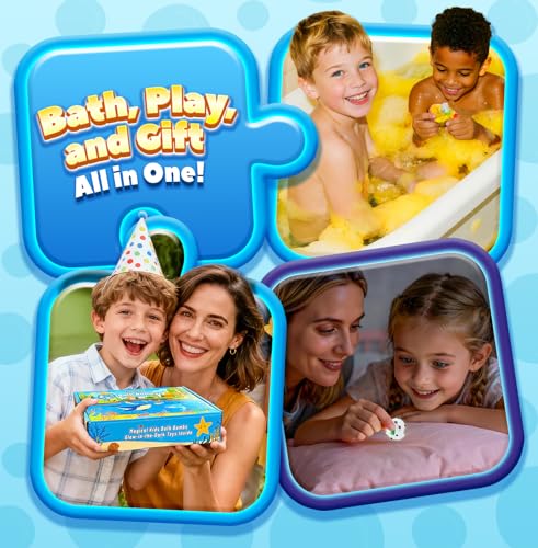 OinkSplash 20-Pack Organic Bath Bombs for Kids with Glow-in-the-Dark Toys