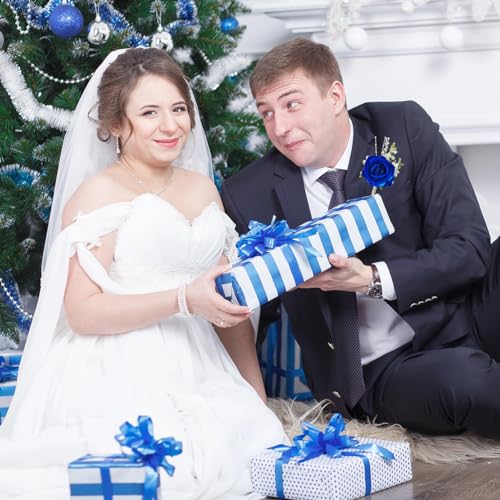 Royal Blue Silk Rose Boutonniere for Men - Wedding & Prom