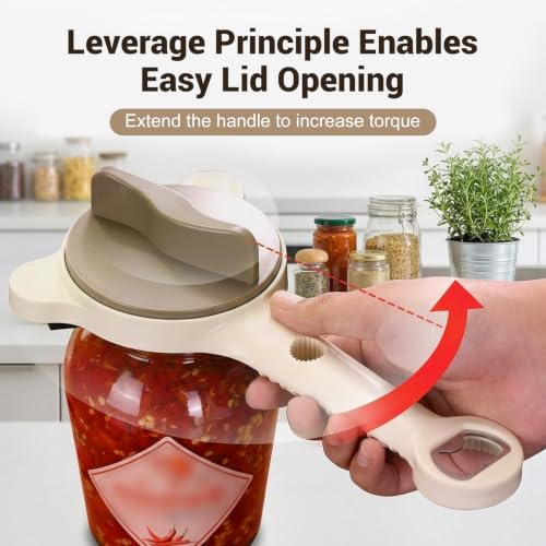 Adjustable 4-in-1 Jar Opener for Seniors with Non-Slip Grip
