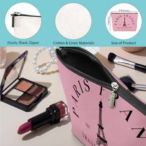 4 Pack Parisian Makeup Bag Set - Cotton Linen Travel Cosmetic Pouch